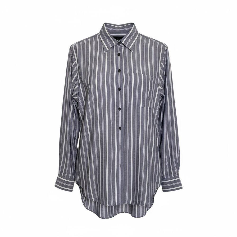Classiques Entier Size S Button Up Work Wear Top Purple Striped Classic Cotton